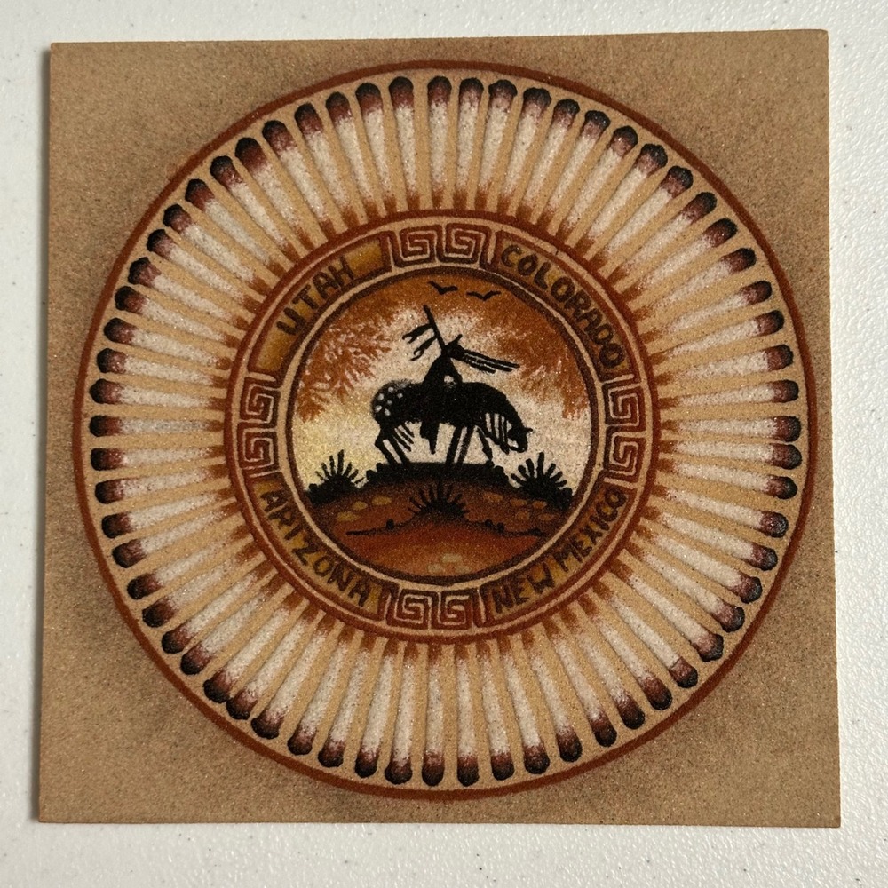 Cleveland Nez Vintage Sand Art End of the Trail Native American Southwest States